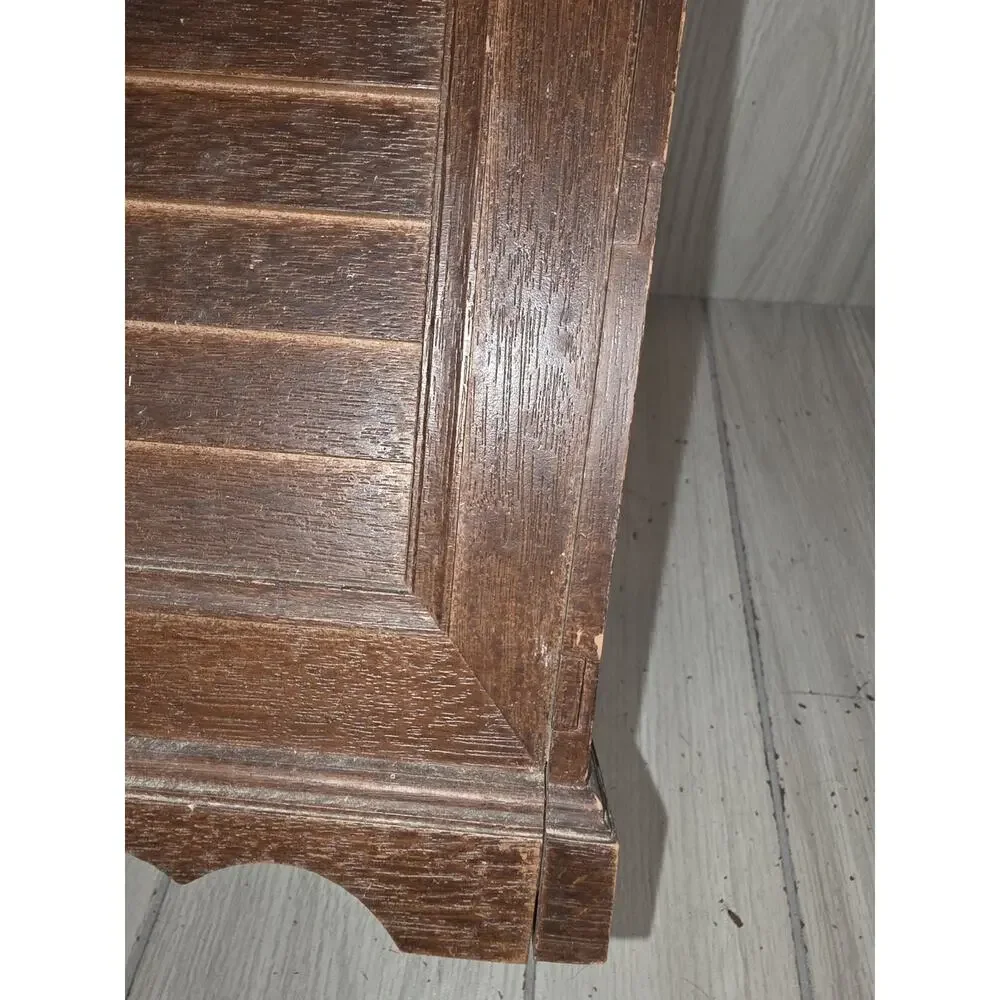 Vintage 1970s Faux Wood Trash Can Retro Bathroom Office Man Cave Bar Groovy